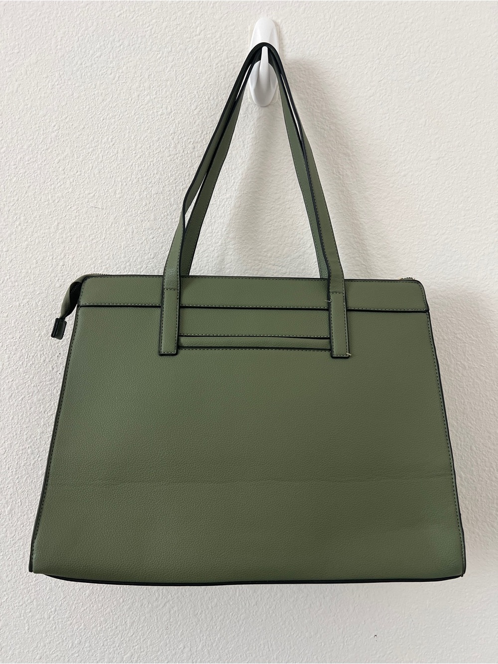 London Fog Olive Green Work Tote Bag | Dark Academia Office Bag - Picture 5 of 7